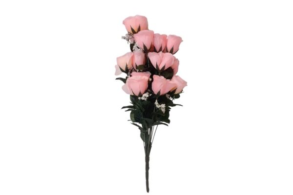 18 szálas selyemvirág csokor, rózsa - rózsaszín
