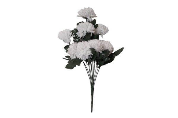 Élethű krizantém szál 12 virággal fehér színben