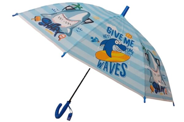 Gyerek esernyő - félautomata, kék, menő cápás