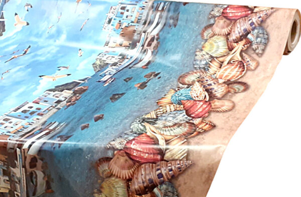 Viaszos vászon asztalterítő, mediterrán hangulatú - 180x140 cm