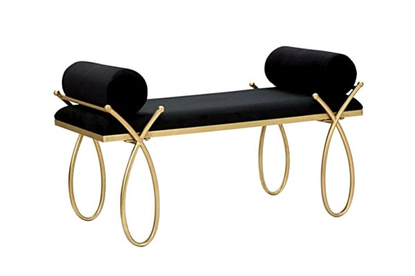 Plüss ülőpad (Mauro Ferretti), fekete-arany (110x49x53 cm)