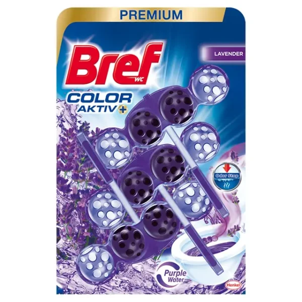 Bref color aktiv+ premium toalett tisztító golyó, levendula