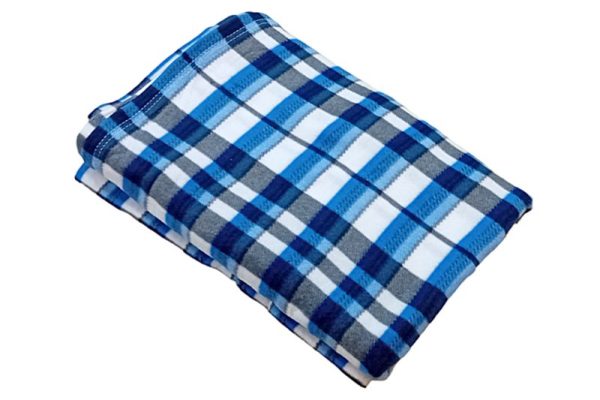 Polár takaró, 200x230 cm, kék-szürke-fehér kockás