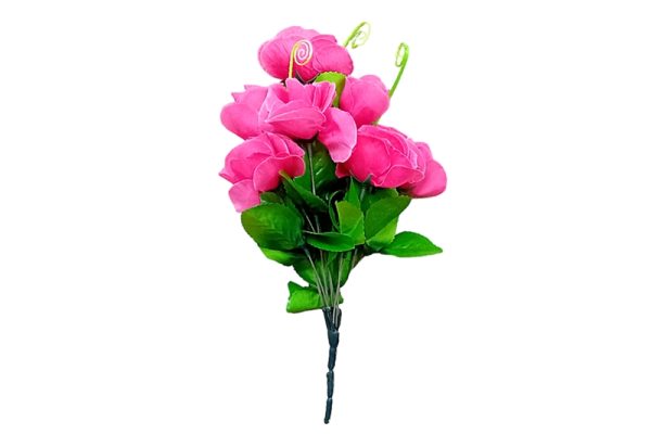 Selyemvirág szál 10 db rózsafejjel, kiegészítővel - pink