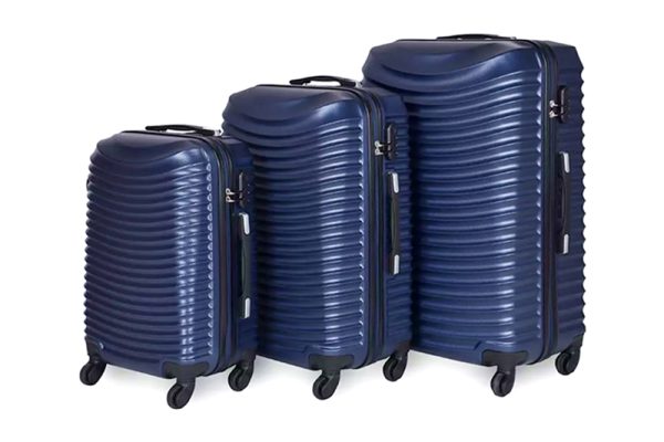 Bőrönd szett, 3 részes, kemény falú, kék