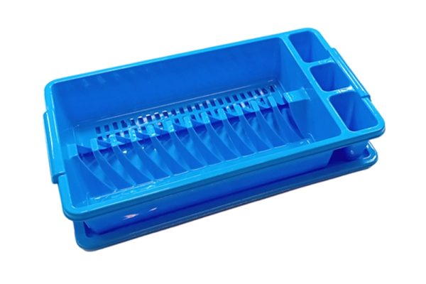 Edényszárító csepegtető tálcával (26,5x45,5x9 cm), kék