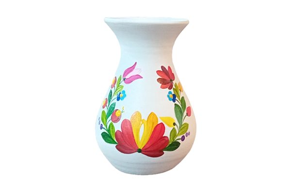Korund kerámia váza - kézzel készült dekoráció, fehér, 15 cm