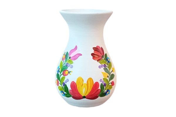 Korund kerámia váza - kézzel készült dekoráció, fehér, 15 cm