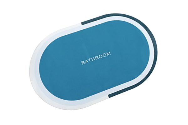 Fürdőszobai kilépő, PVC, 57x38 cm (ovális), kék