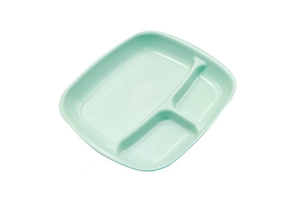 Három részre osztott műanyag tányér - 21x25 cm, menta zöld