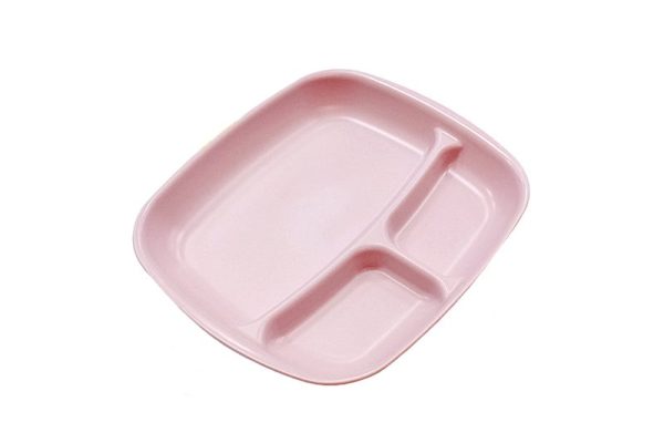 Három részre osztott műanyag tányér - 21x25 cm, rózsaszín