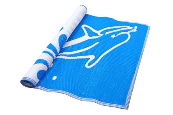 Strandszőnyeg - PVC, 90x200 cm (kék-fehér, delfines)