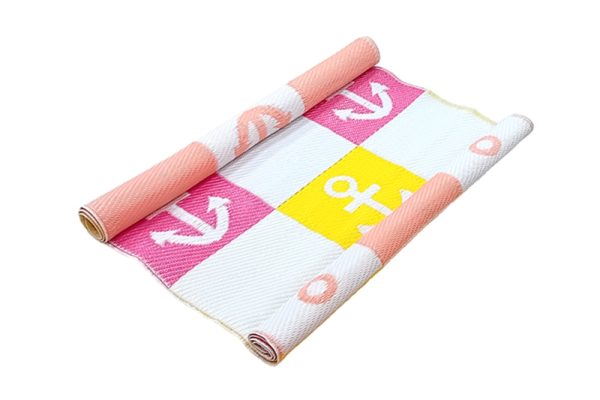 Strandszőnyeg - PVC, 90x200 cm (pink-sárga, vasmacskás)